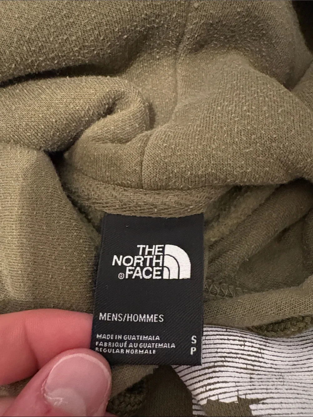 The North Face Olive Green Pullover Hoodie with White Logo Tag